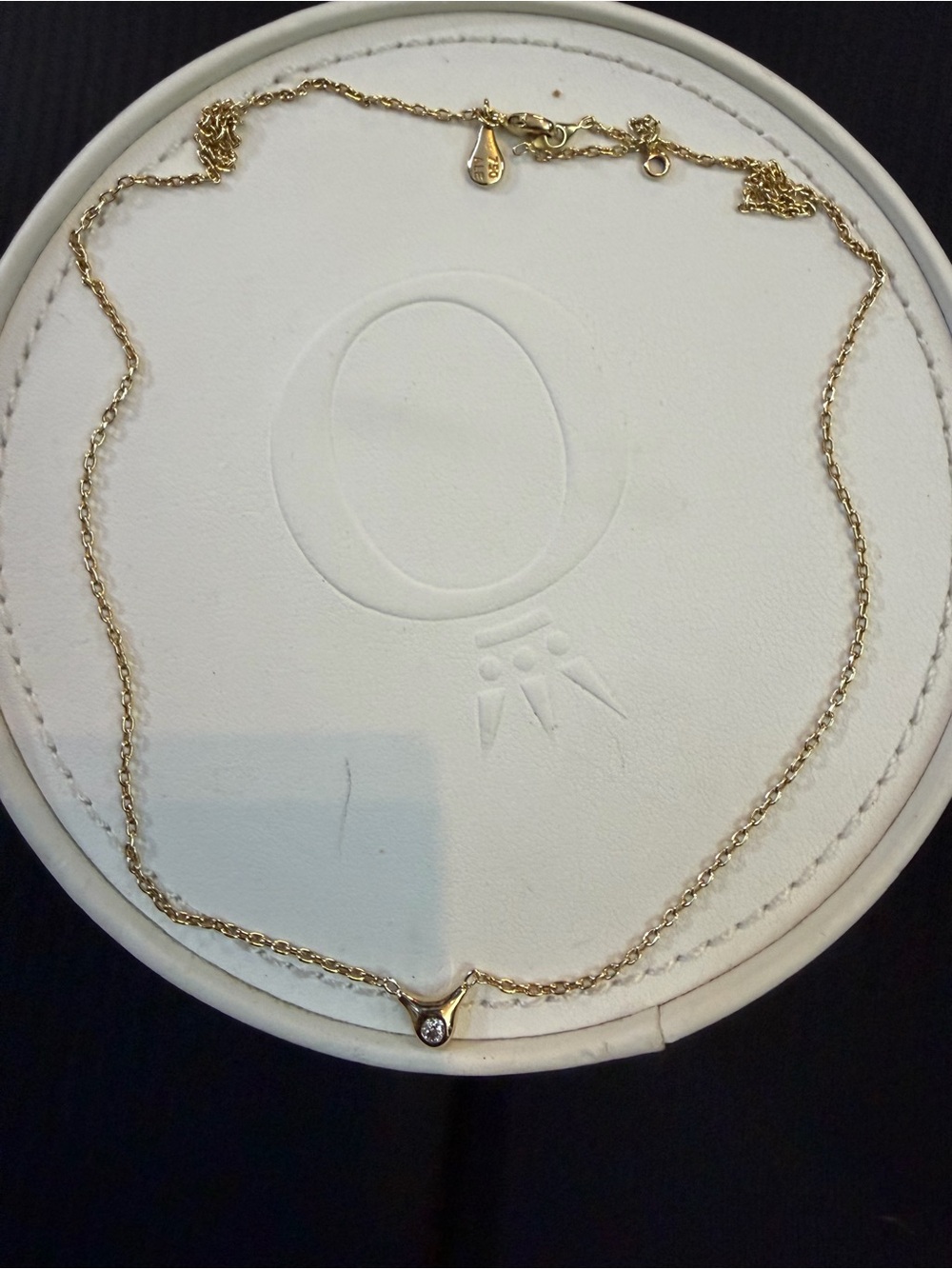 PANDORA ULTRA RARE 18k solid gold 17’ necklace with natural diamond.
